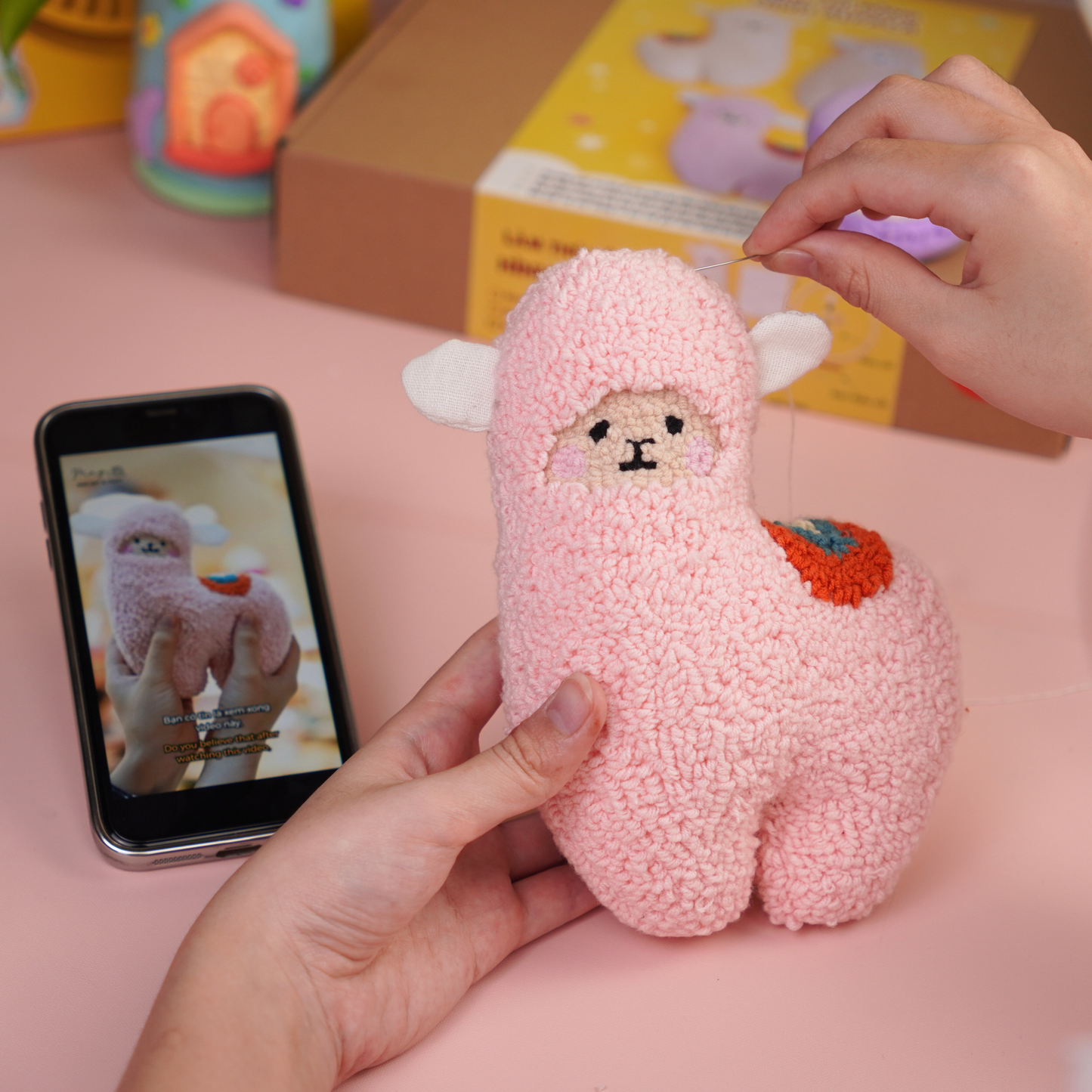 Lumi The Alpaca Plush Toy Punch Needle Kit