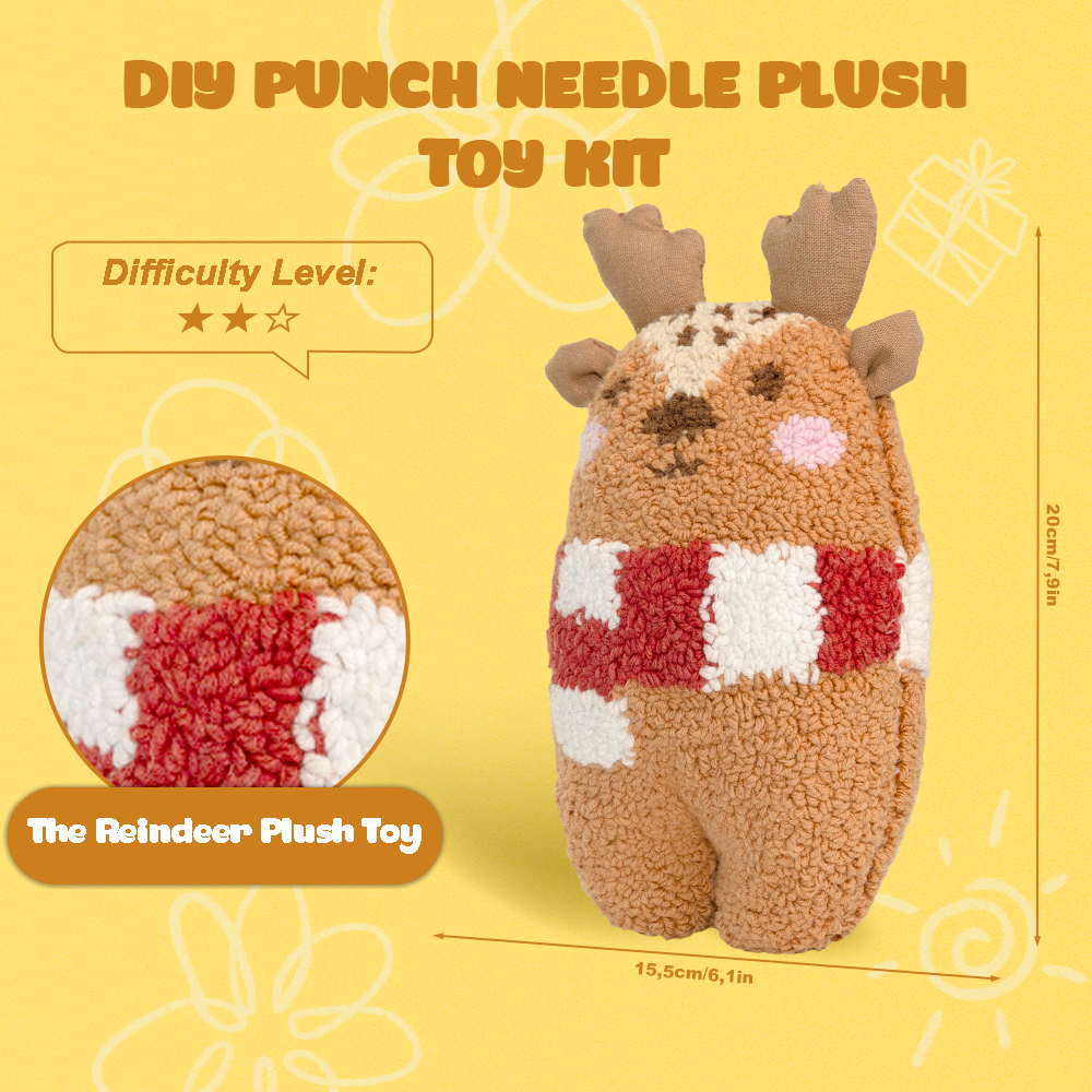 Rudy & Jolly The Reindeer Plush Toy Punch Needle Kit