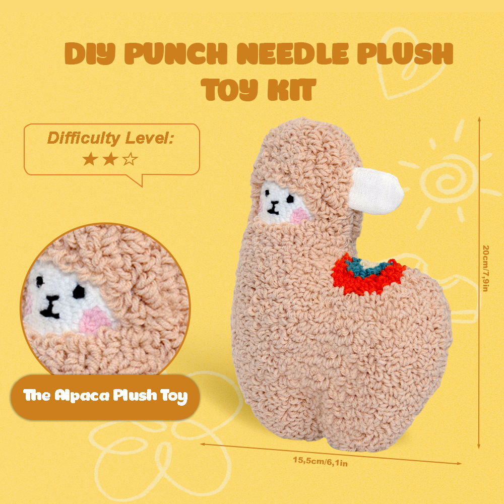 Milo, Coco, Lumi The Alpaca Plush Toy Punch Needle Kit