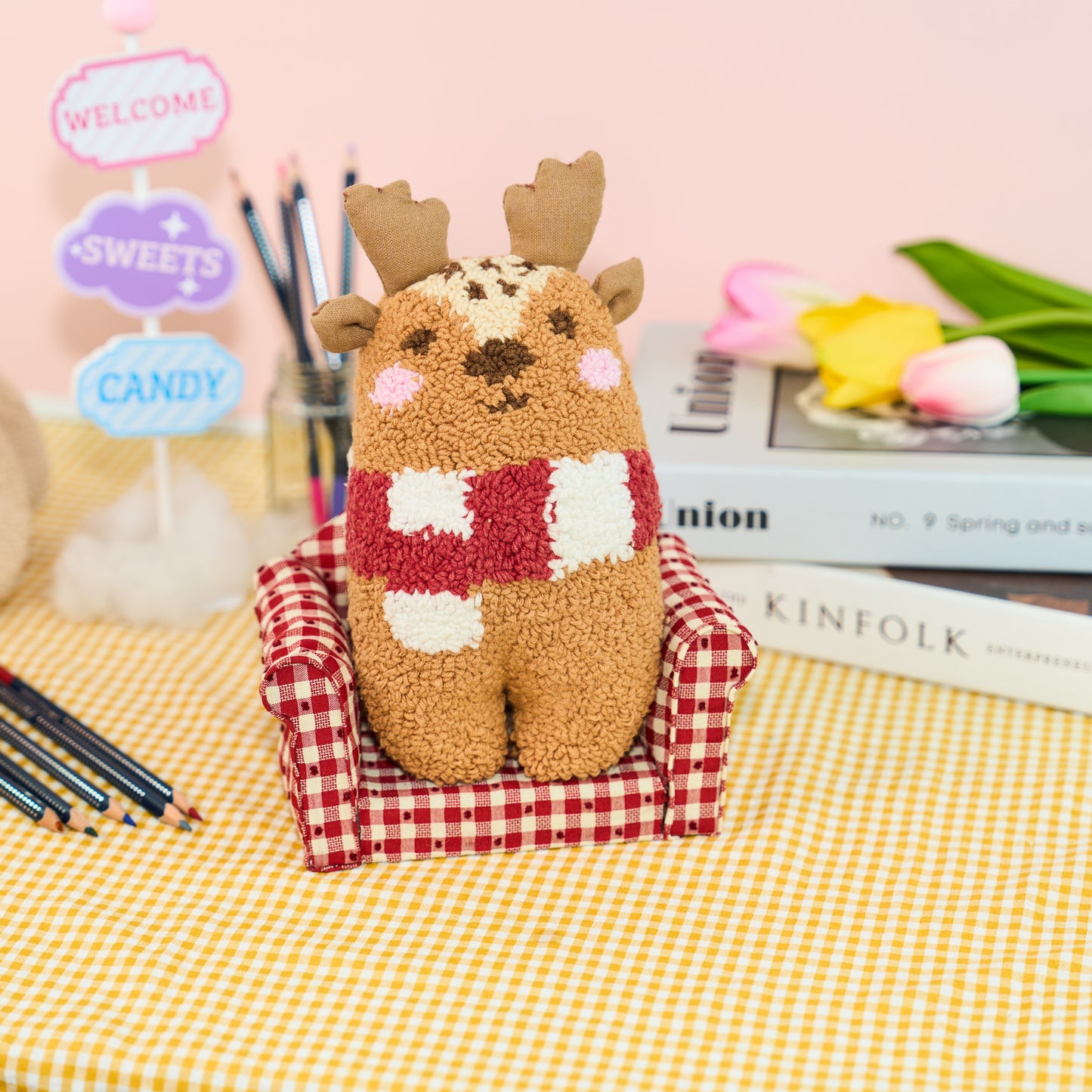 Rudy & Jolly The Reindeer Plush Toy Punch Needle Kit