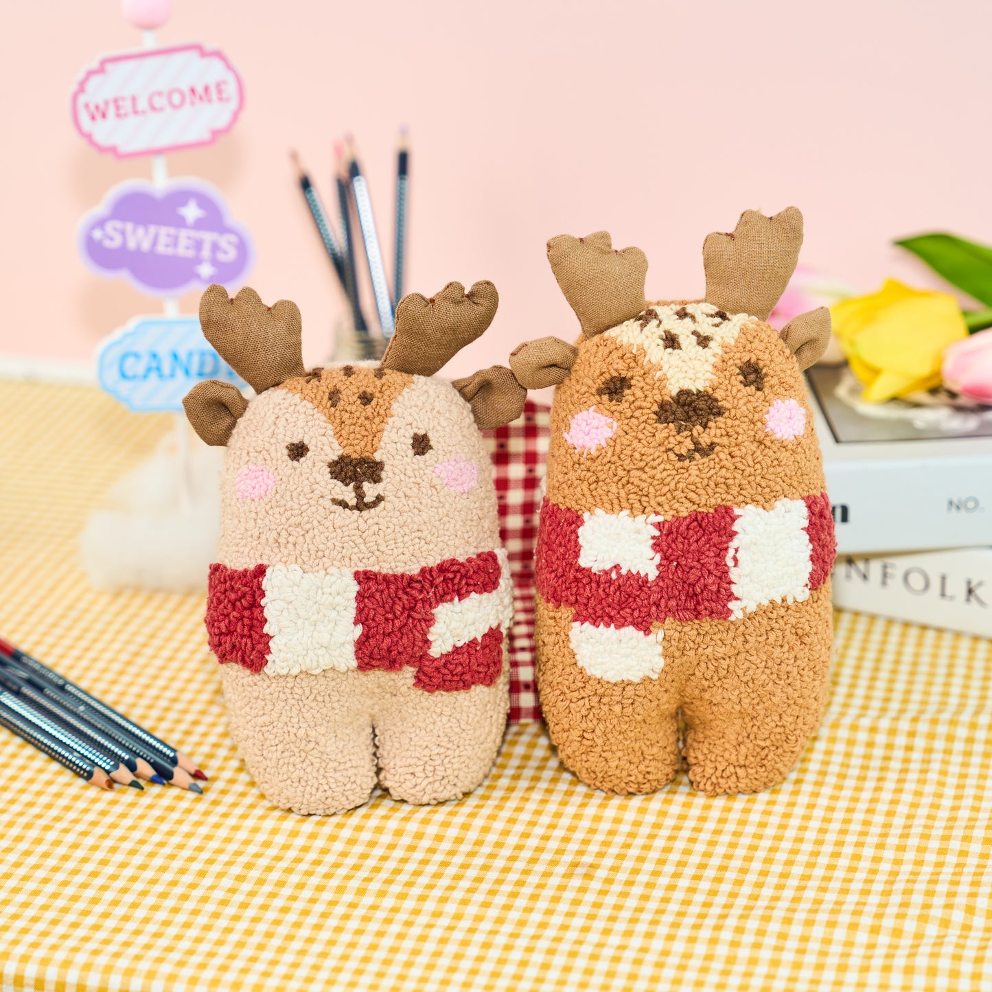 Rudy & Jolly The Reindeer Plush Toy Punch Needle Kit