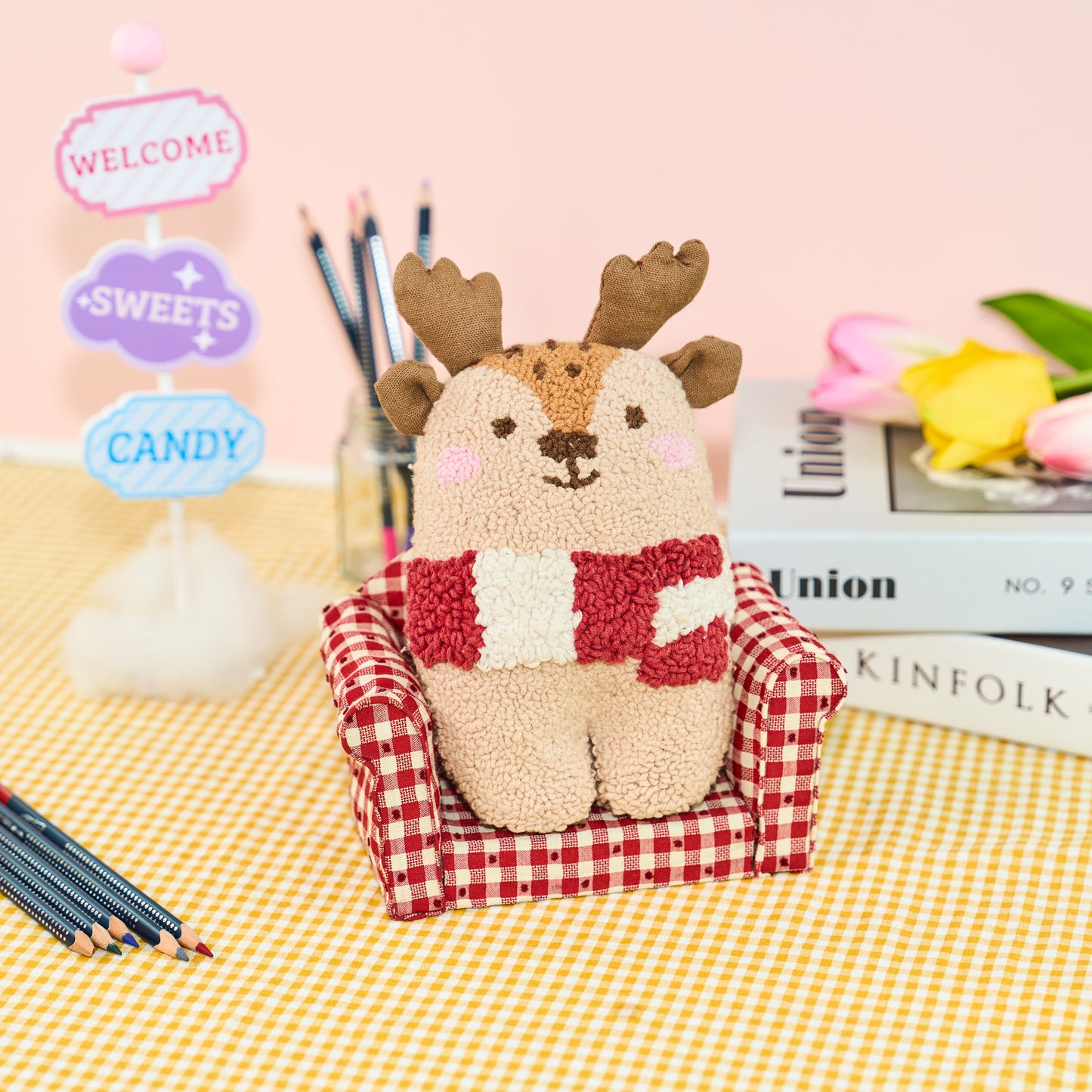 Rudy & Jolly The Reindeer Plush Toy Punch Needle Kit