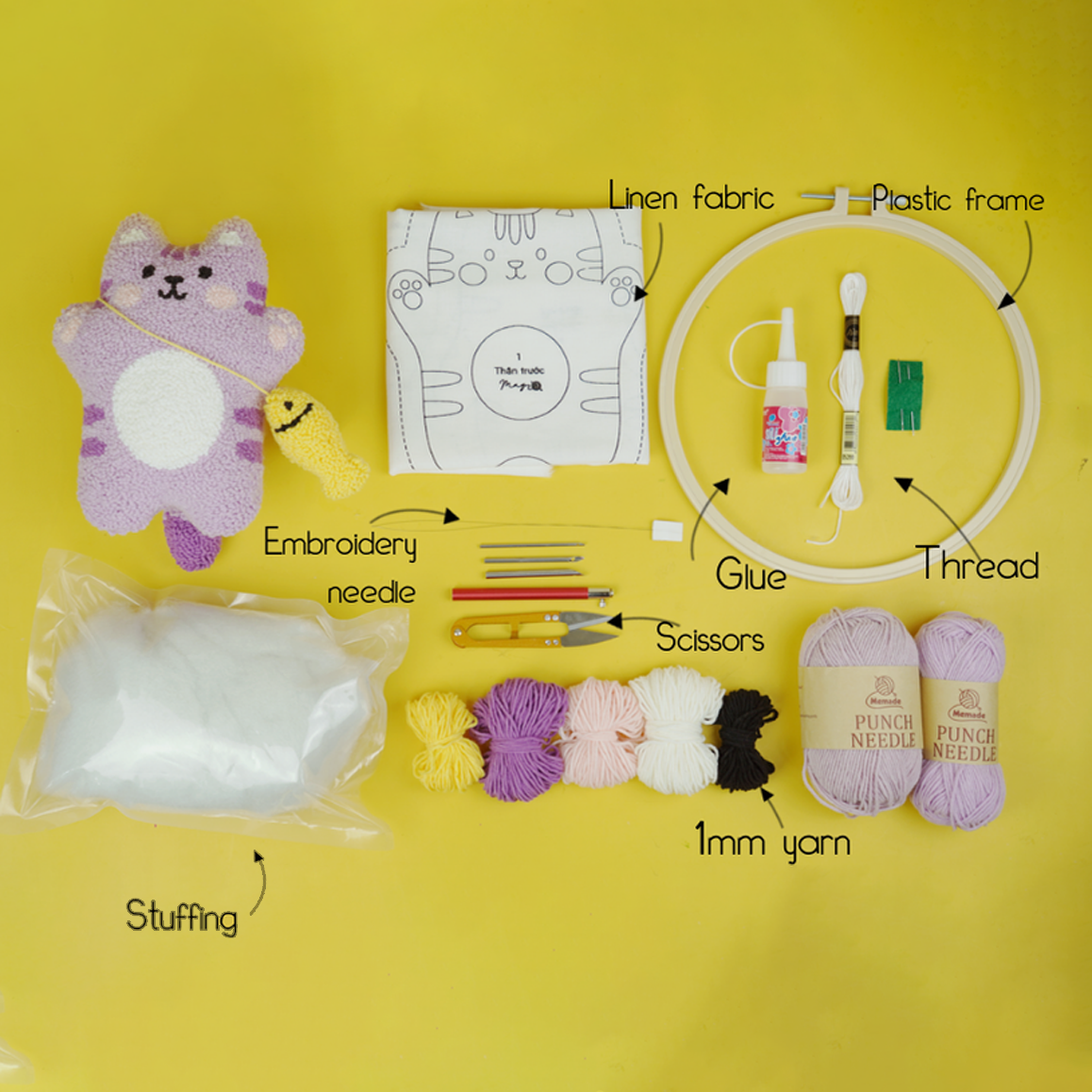 Neko The Cat Plush Toy Punch Needle Kit