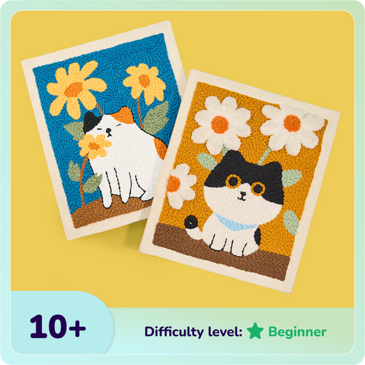 Blossom Kitty & Tabby Cat Punch Needle Bundle