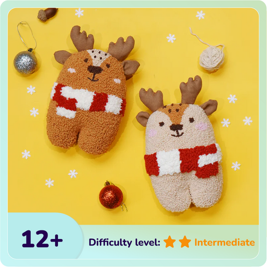 Rudy & Jolly The Reindeer Plush Toy Punch Needle Bundle