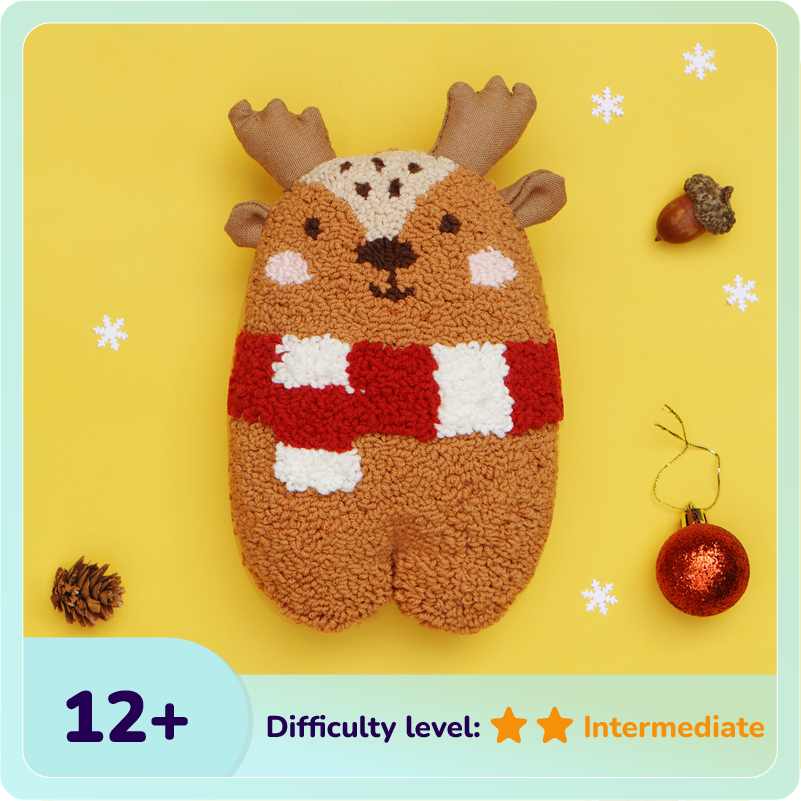 Rudy & Jolly The Reindeer Plush Toy Punch Needle Kit