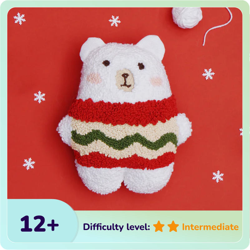 Yuki The White Bear Plush Toy Punch Needle Kit