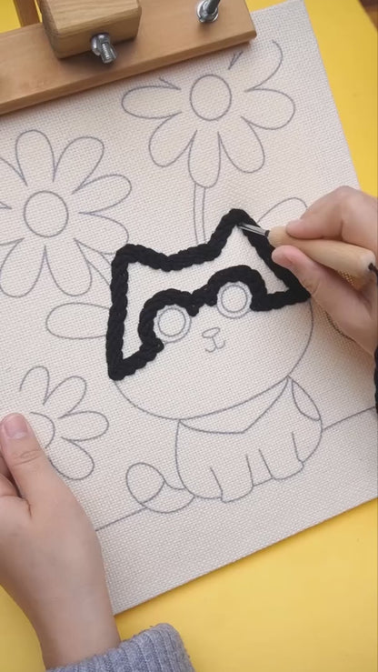 Duck and Rabbit Punch Needle Kit With Wooden Frame